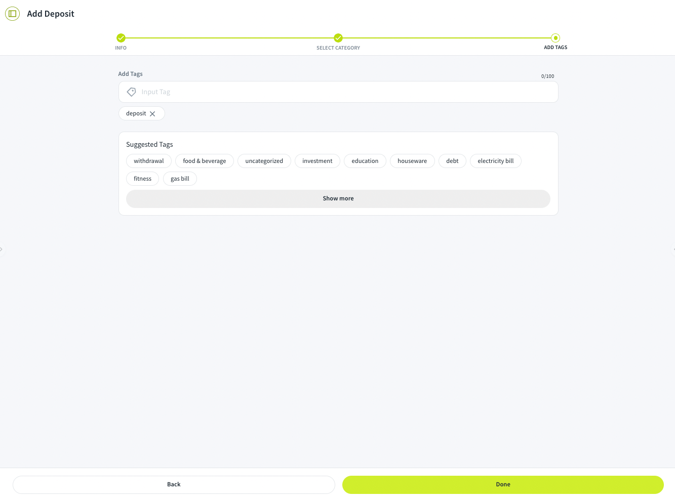 add deposit 3