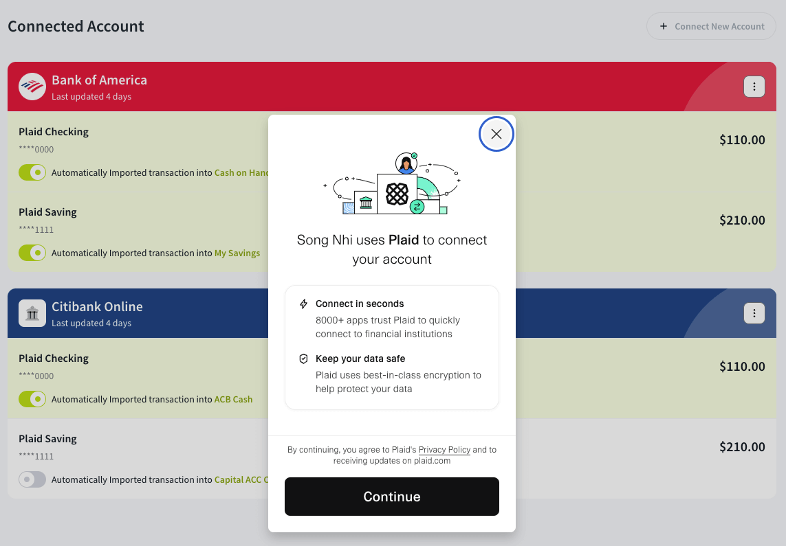 connect a new bank account 1