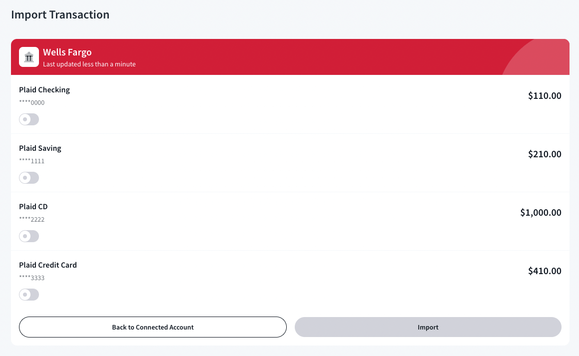 import bank account 1
