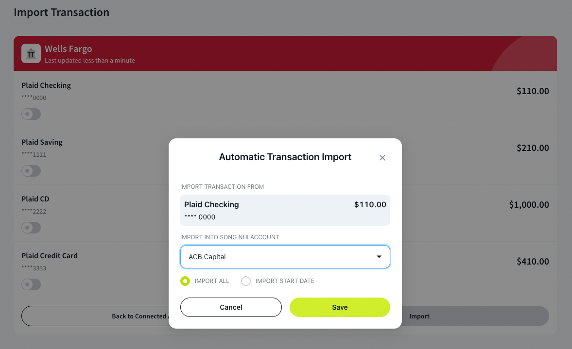 import bank account 2